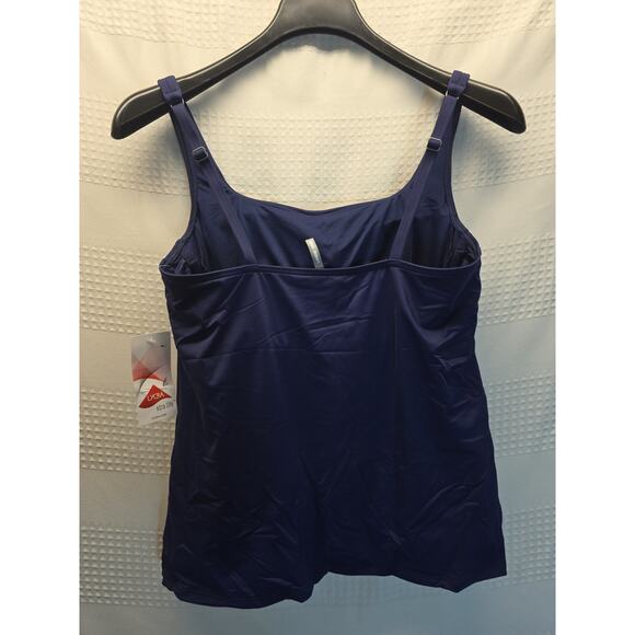 Lands End Tankini Swim Top Women’s Size 12 Ruched Adjustable Underwire Bra Navy - Picture 6 of 7